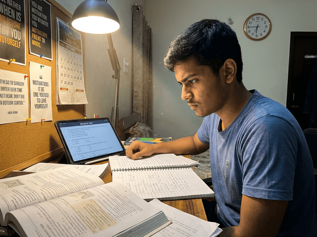 Student studying for competitive exams