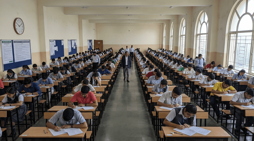 Students giving exam